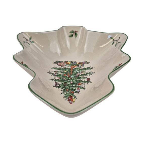 Spode Christmas Tree Shaped Dish 8 in Holiday Serving Bowl Tray S3324 Vintage - Picture 6 of 10